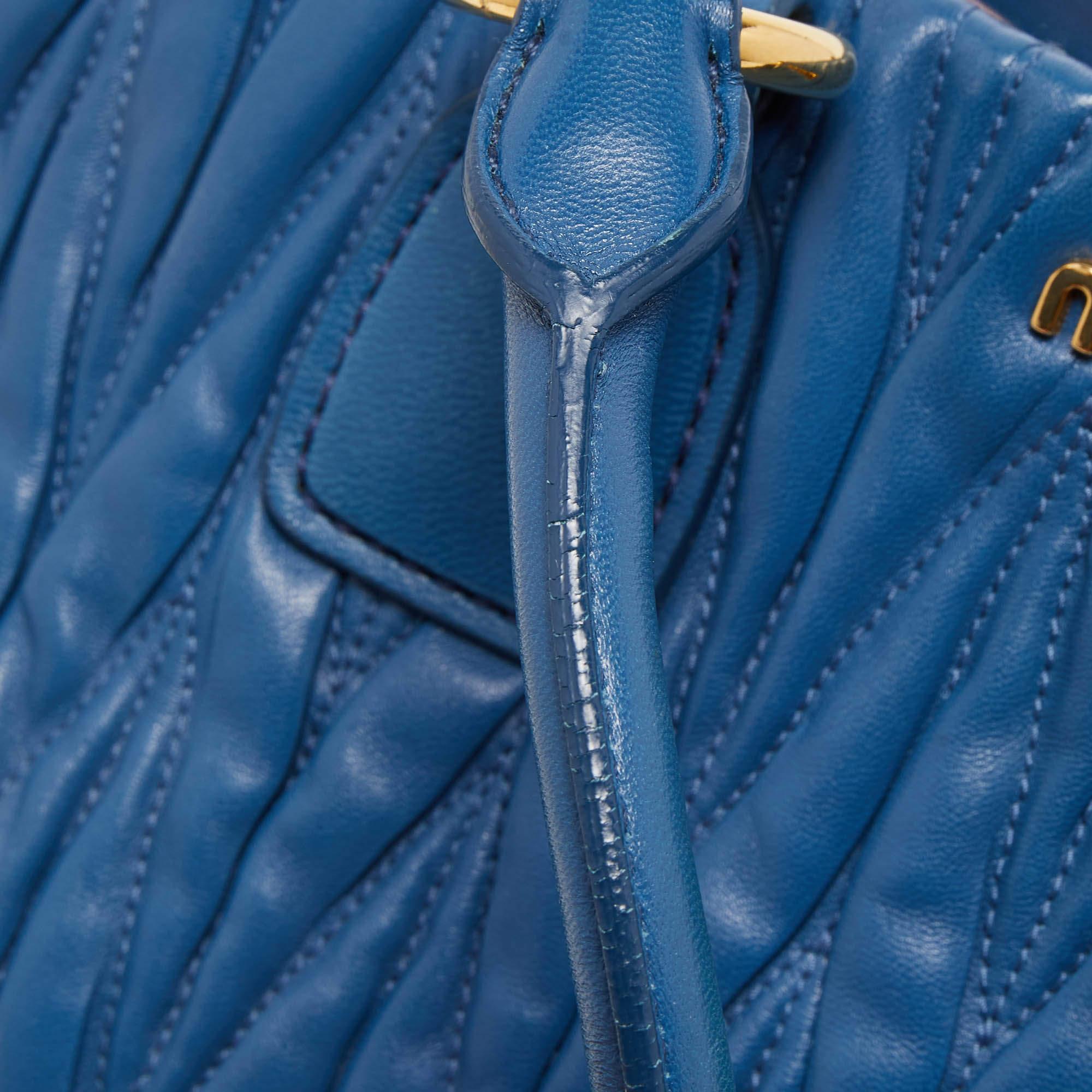 Miu Miu Blue Matelasse Leather Top Zip Tote 4