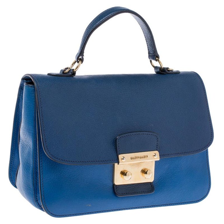 Miu Miu Blue/Navy Blue Leather Madras Shoulder Bag For Sale at 1stDibs ...