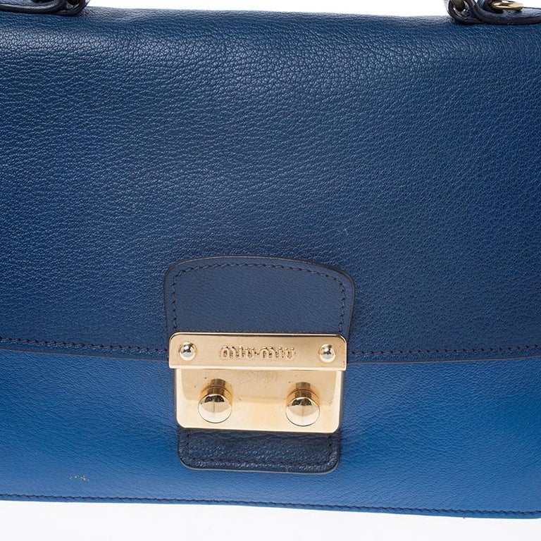 Miu Miu Blue/Navy Blue Leather Madras Shoulder Bag For Sale at 1stDibs ...