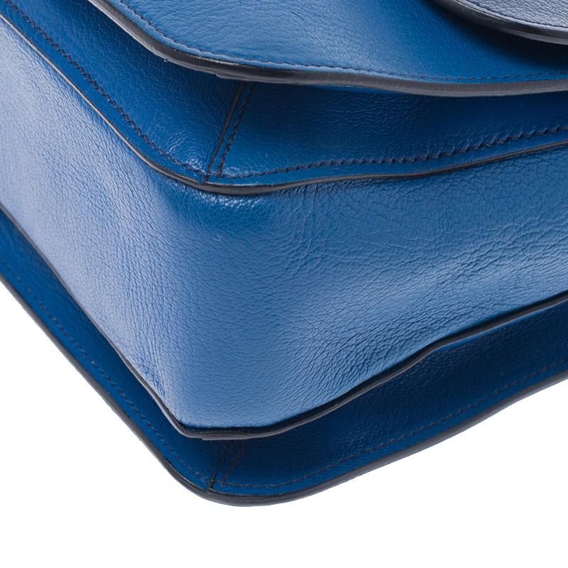 Miu Miu Blue/Navy Blue Leather Madras Shoulder Bag 2