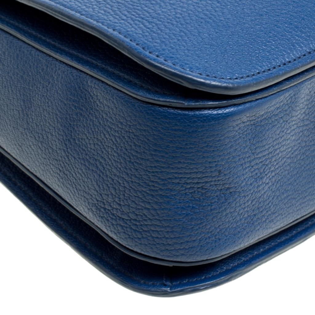 Miu Miu Blue Pebbled Leather Madras Top Handle Bag 3