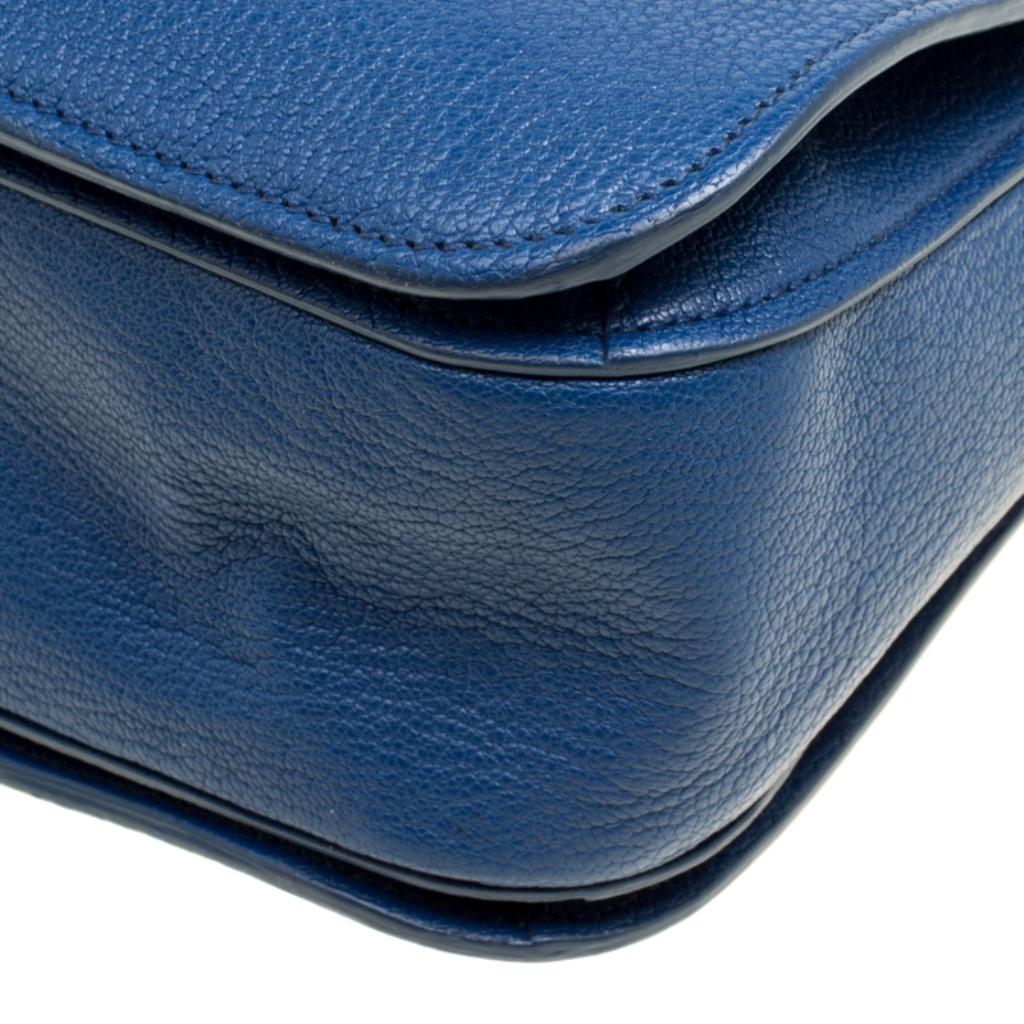 Miu Miu Blue Pebbled Leather Madras Top Handle Bag 5