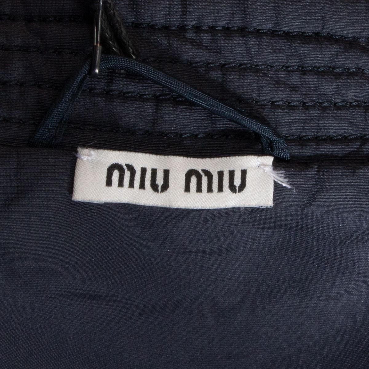 Black MIU MIU blue polyester DOUBLE BREASTED Trench Coat Jacket 42 M