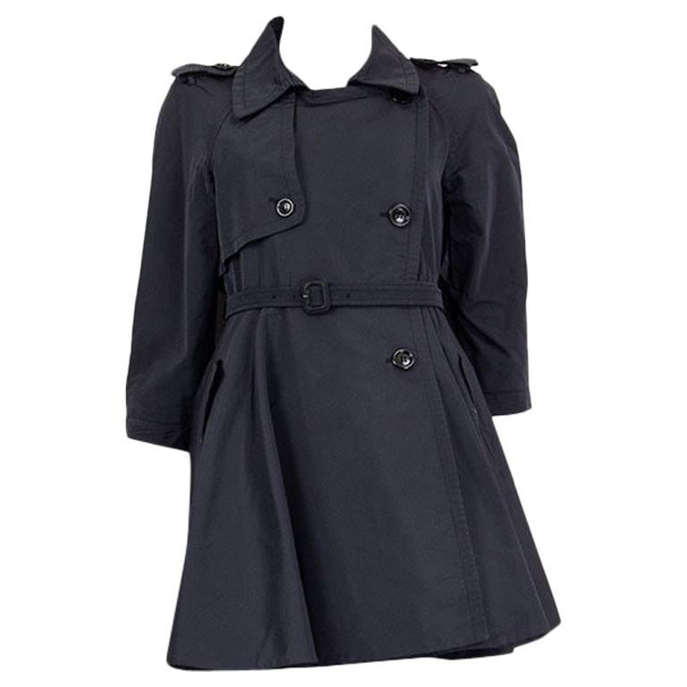 MIU MIU blue polyester DOUBLE BREASTED Trench Coat Jacket 42 M