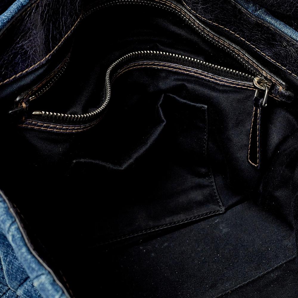 Miu Miu Blue Quilted Denim and Leather Paloma Top Handle Bag In Good Condition In Dubai, Al Qouz 2