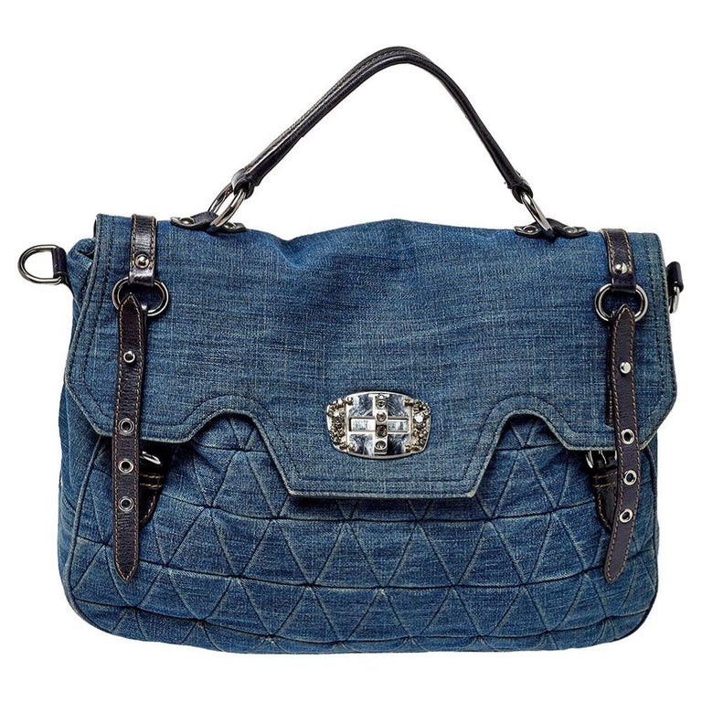 Miu Miu Blue Quilted Denim and Leather Paloma Top Handle Bag at 1stDibs ...