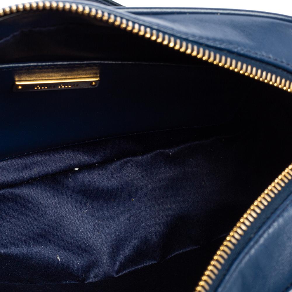 Miu Miu Blue Quilted Leather Bandoliera Crossbody Bag 1