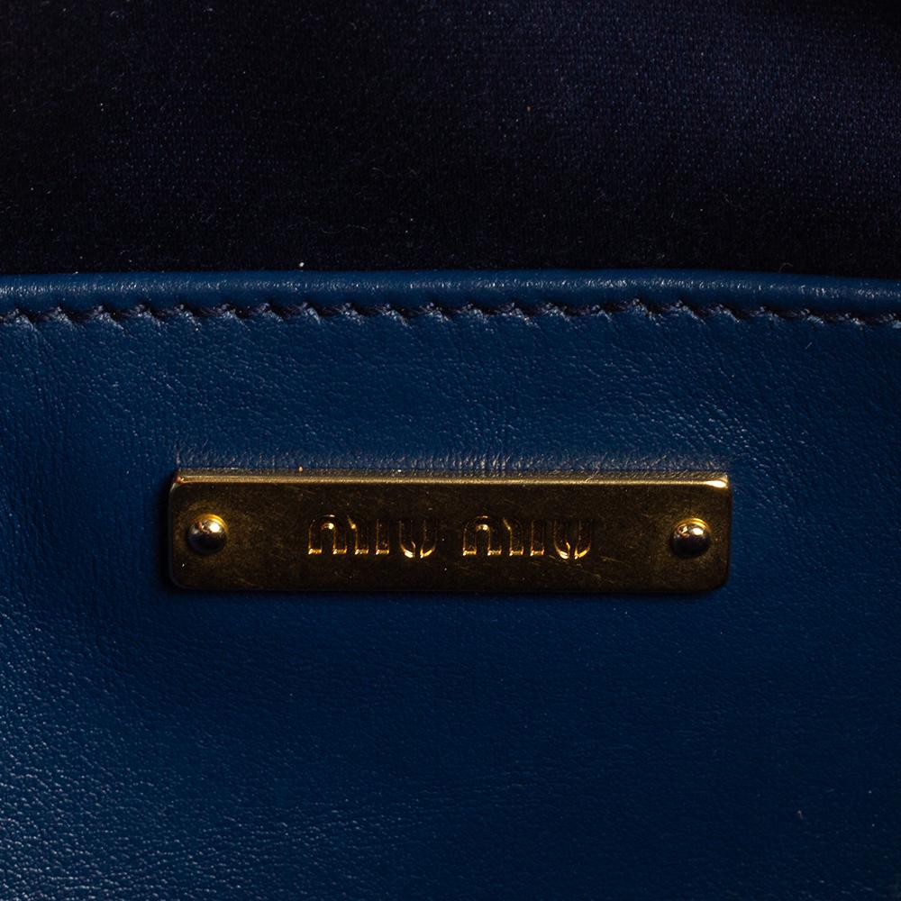Miu Miu Blue Quilted Leather Bandoliera Crossbody Bag 3
