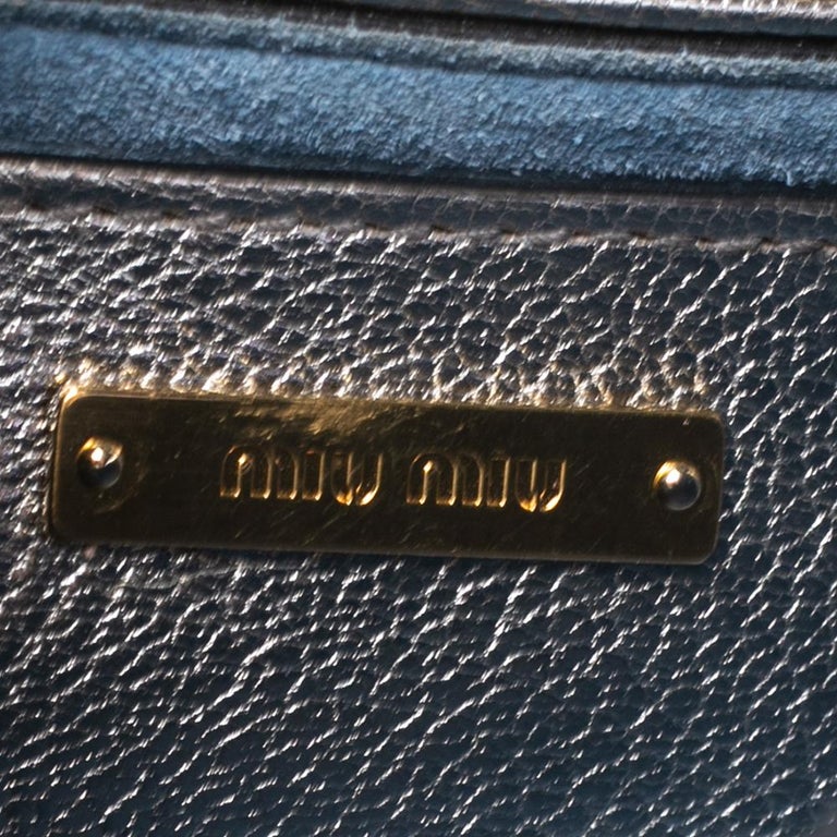 Miu Miu Blue/Silver Denim And Madras Leather Bandoliera Crossbody Bag at 1stDibs