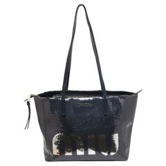 Miu Miu Blue/Silver Sequin Logo Shopper Tote