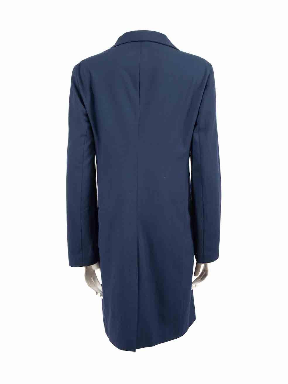 Miu Blauer einreihiger Mid-Length-Mantel Größe L im Zustand „Gut“ im Angebot in London, GB