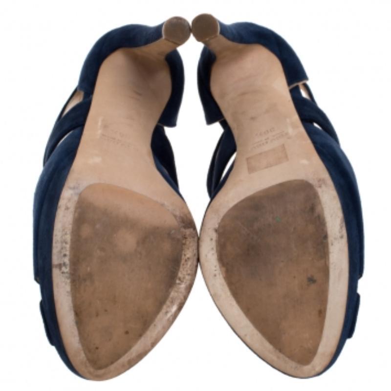 Miu Blau Wildleder Riemchen Plateausandalen mit Riemchen Größe 36,5 im Angebot 2