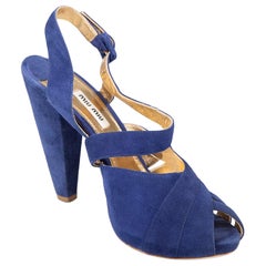 Miu Miu Blue Suede Peep Toe Heels Size IT 40