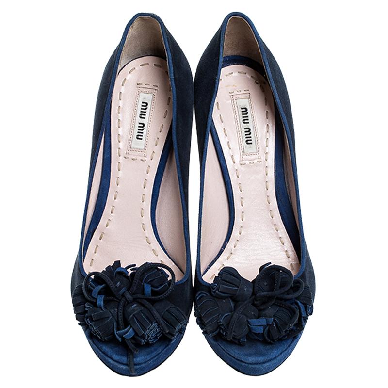 blue tassel heels