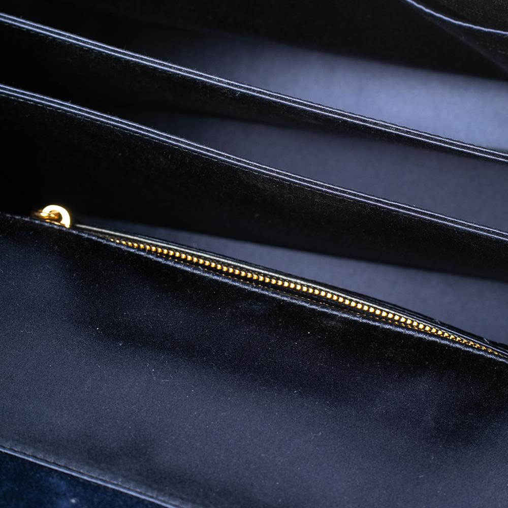 Miu Miu Blue Velvet Crystal Embellished Buckle Flap Top Handle Bag In Good Condition In Dubai, Al Qouz 2