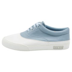 Miu Miu Blue/White Leather Lace Up Sneakers Size 38.5