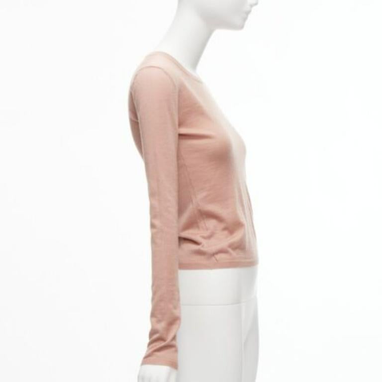 MIU MIU blush pink lux shine crew neck long sleeve knit sweater IT38 M In Excellent Condition In Hong Kong, NT