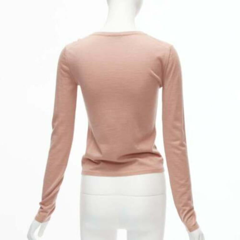 Women's MIU MIU blush pink lux shine crew neck long sleeve knit sweater IT38 M