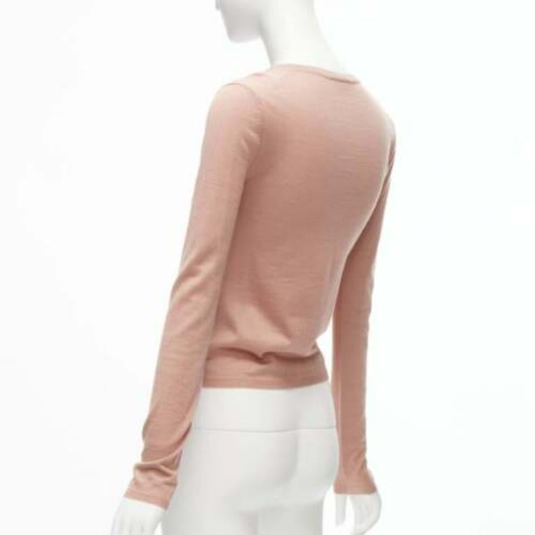 MIU MIU blush pink lux shine crew neck long sleeve knit sweater IT38 M 1