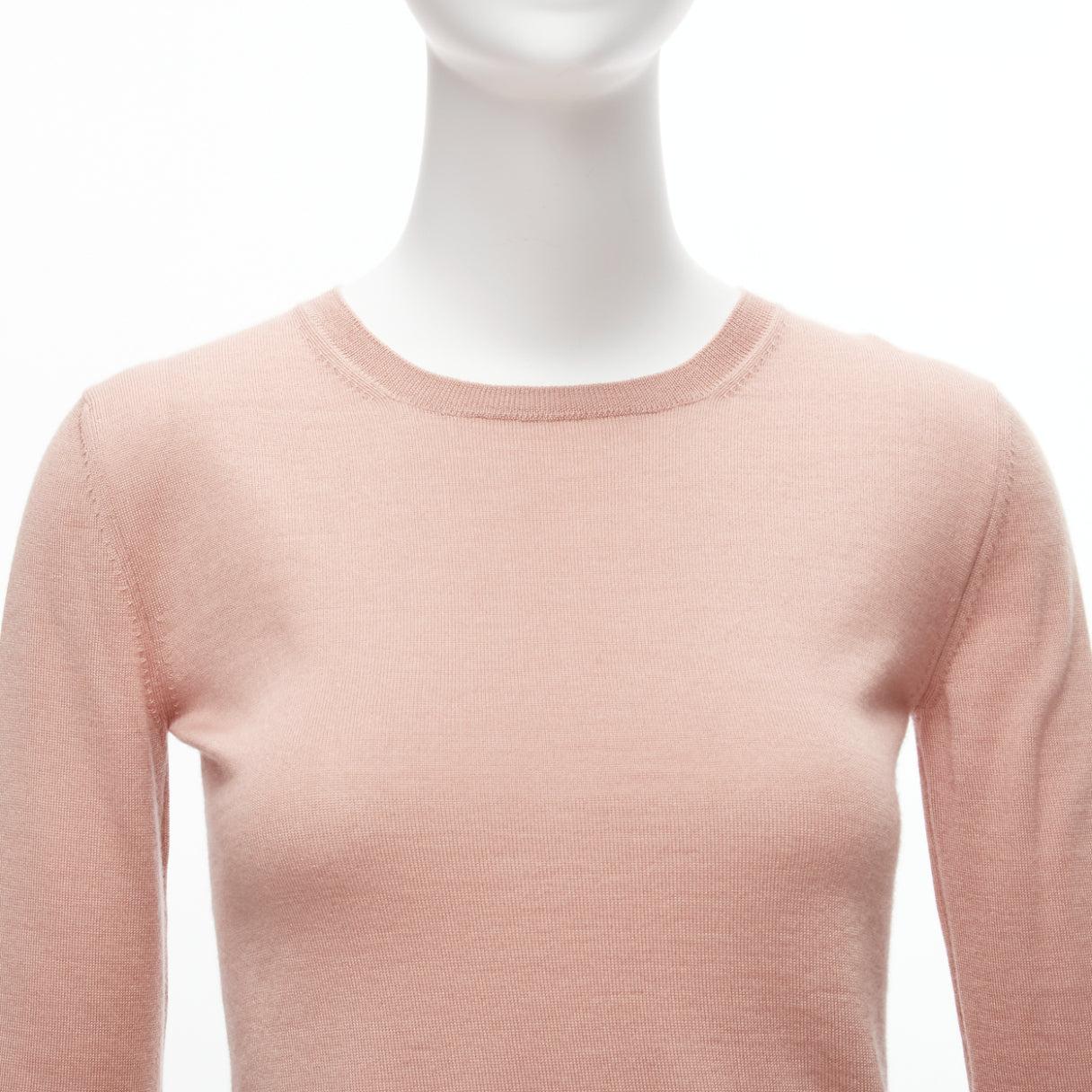 Women's MIU MIU blush pink lux shine crew neck long sleeve knit sweater IT38 M For Sale