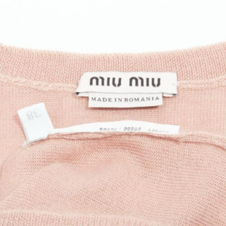 MIU MIU blush pink lux shine crew neck long sleeve knit sweater IT38 M 4
