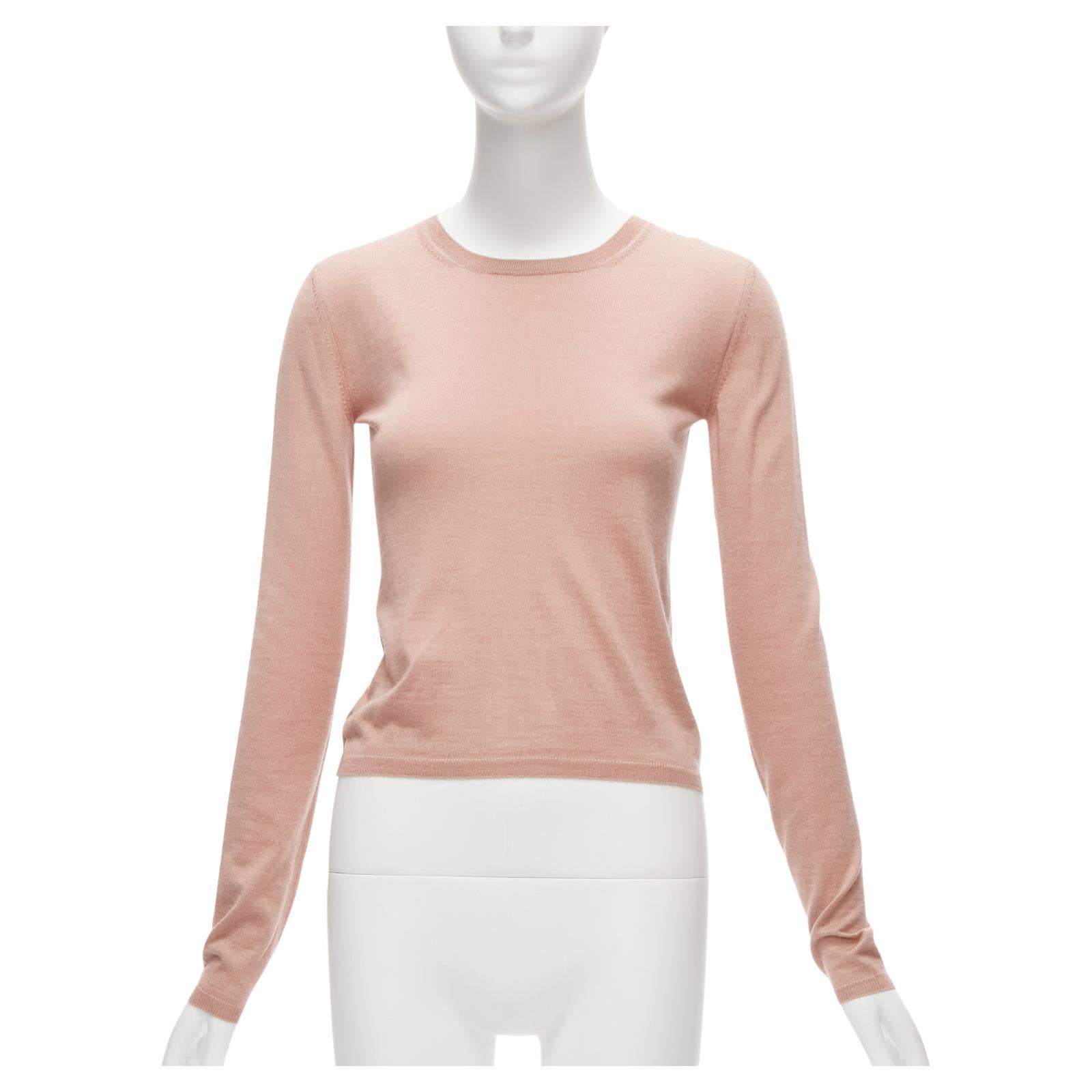 MIU MIU blush pink lux shine crew neck long sleeve knit sweater IT38 M For Sale