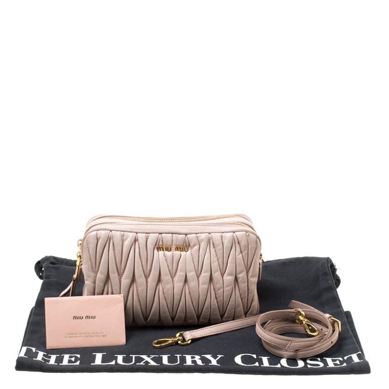 Miu Miu Blush Pink Matelasse Leather Double Zip Crossbody Bag For Sale at 1stDibs miu miu