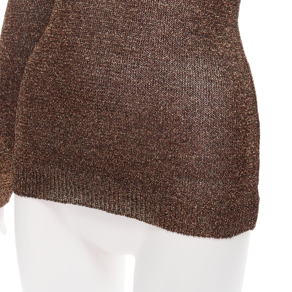 MIU MIU bronze glitter lurex semi sheer turtleneck sweater top IT40 S 2