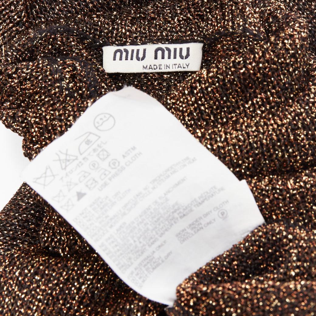 MIU MIU bronze glitter lurex semi sheer turtleneck sweater top IT40 S 3