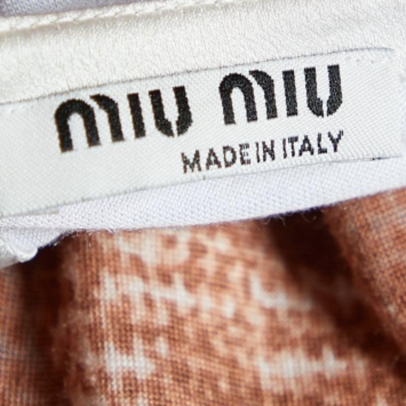 Miu Miu Brown Animal Printed Modal Knit Top M In Good Condition For Sale In Dubai, Al Qouz 2