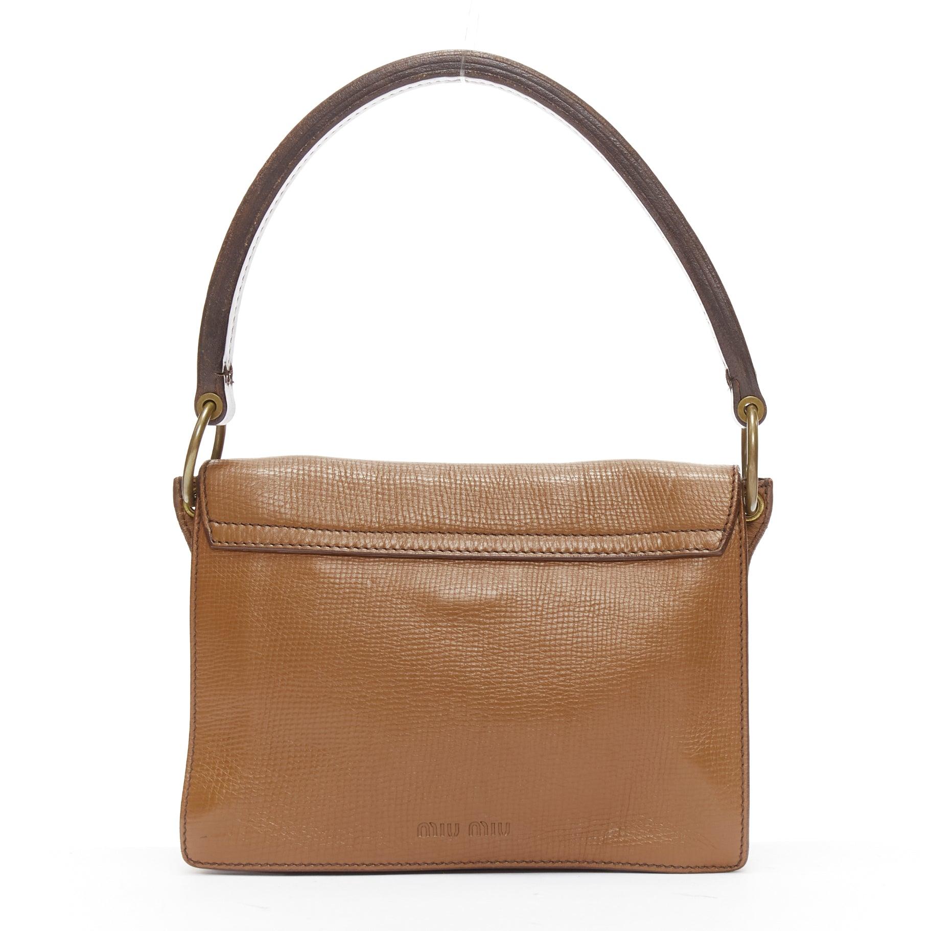 MIU MIU brown calfskin black buckle thick handle boxy accordion shoulder bag 1