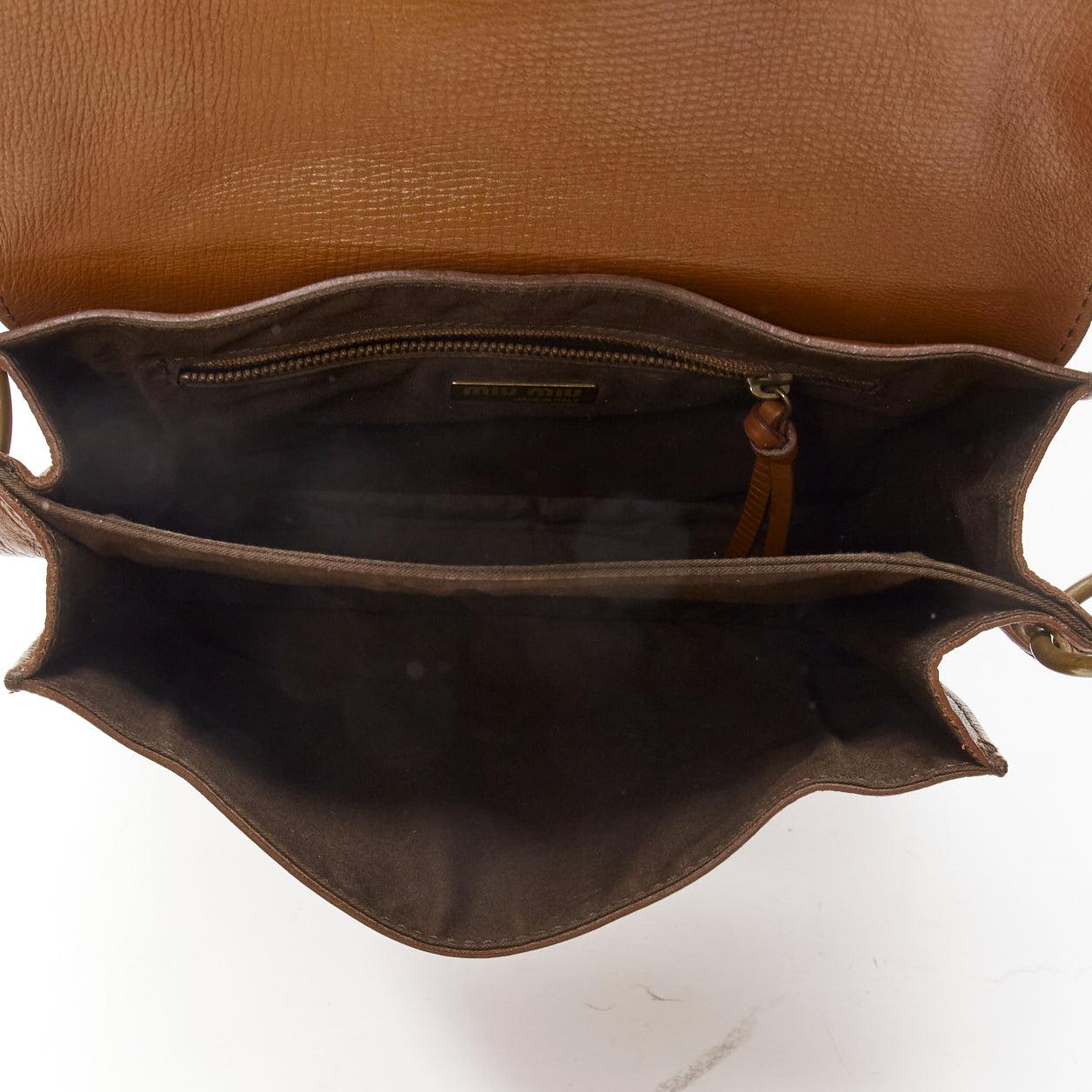 MIU MIU brown calfskin black buckle thick handle boxy accordion shoulder bag For Sale 5
