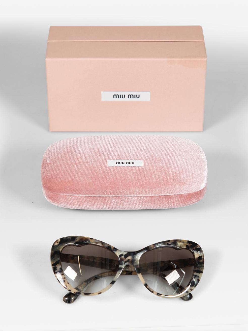 Miu Miu Brown Cat Eye Logo Sunglasses For Sale 1