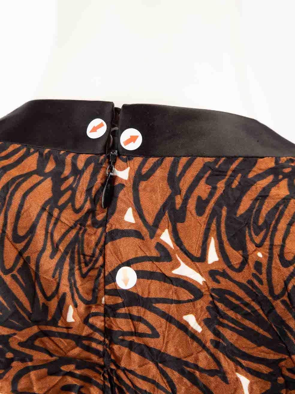 Women's Miu Miu Brown Creased Satin Floral Dress Size S
