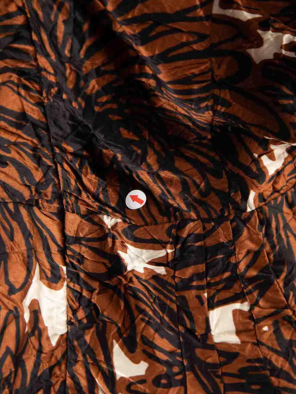 Miu Miu Brown Creased Satin Floral Dress Size S 1