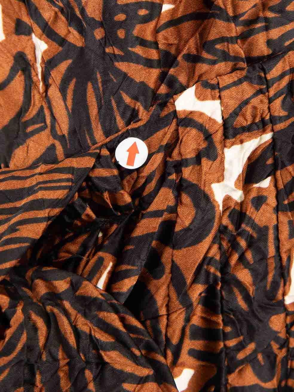 Miu Miu Brown Creased Satin Floral Dress Size S 2