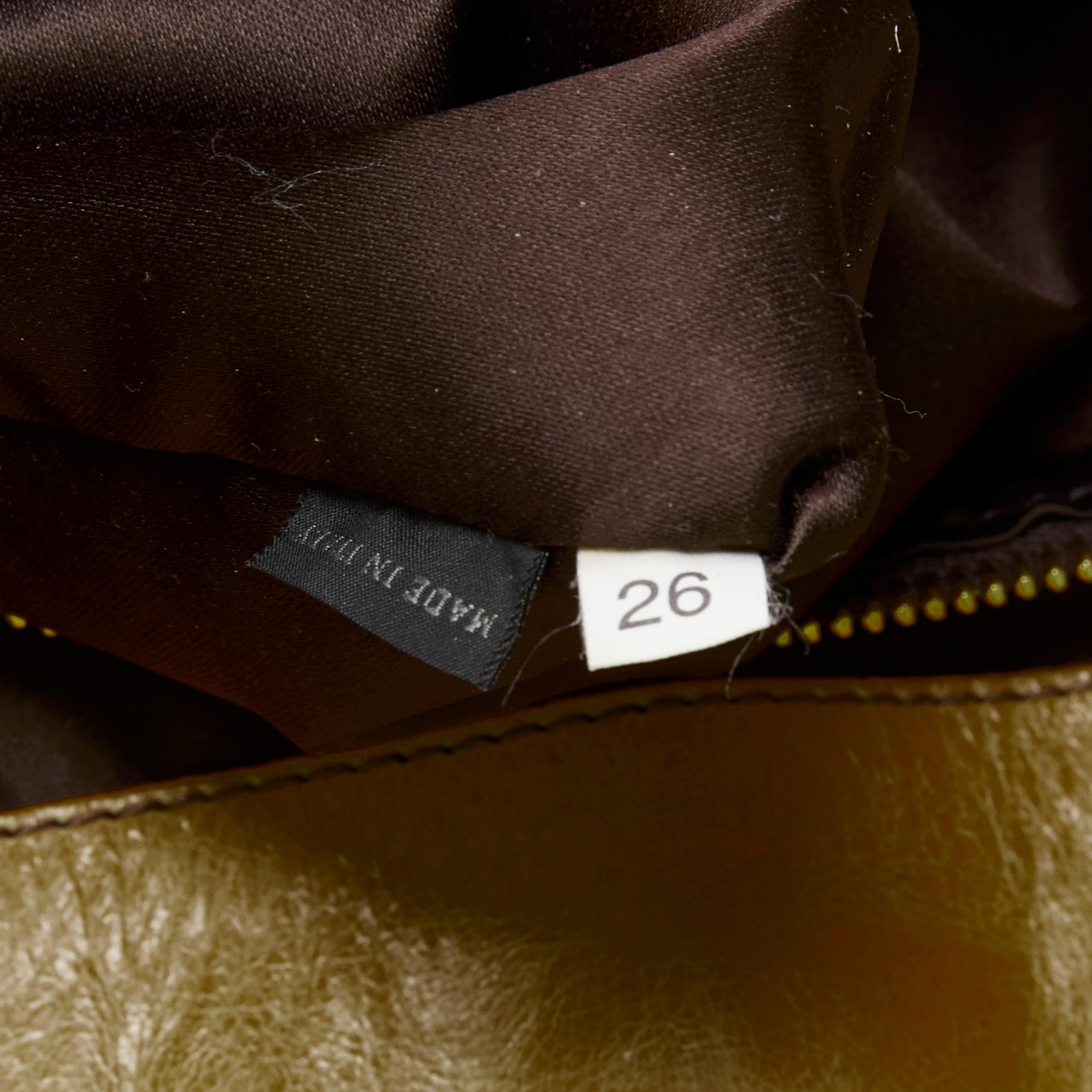 MIU MIU brown crinkled leather gold-tone strap bow detail hobo tote bag 7