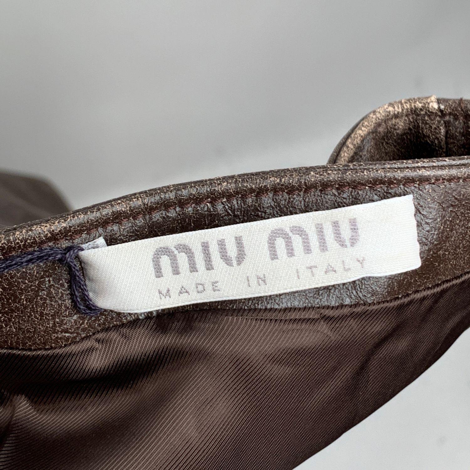 Miu Miu Brown Distressed Leather Bustier Dress Size 44 1