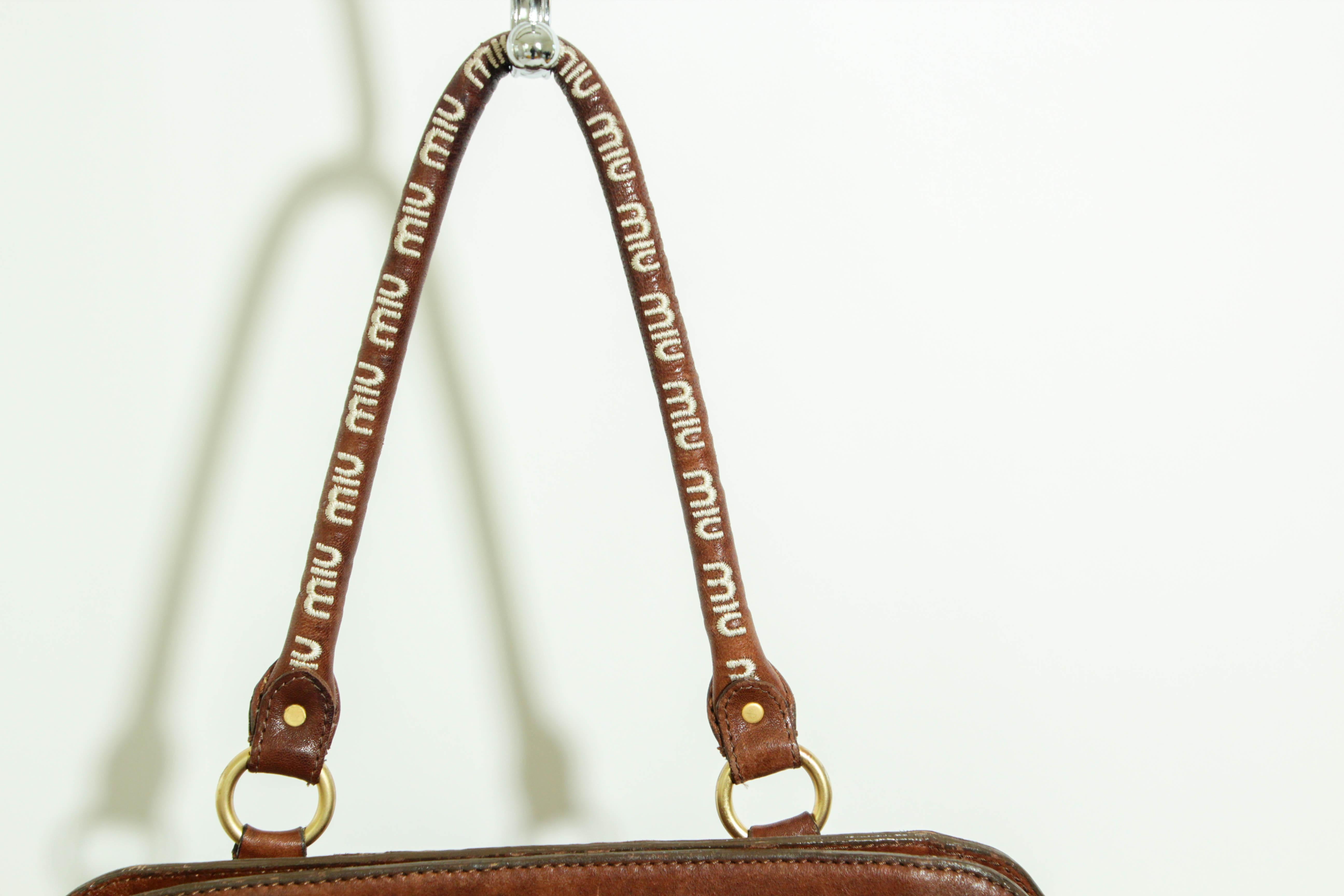 Miu Miu Brown Brown Distressed leather Handbag Satchel 5