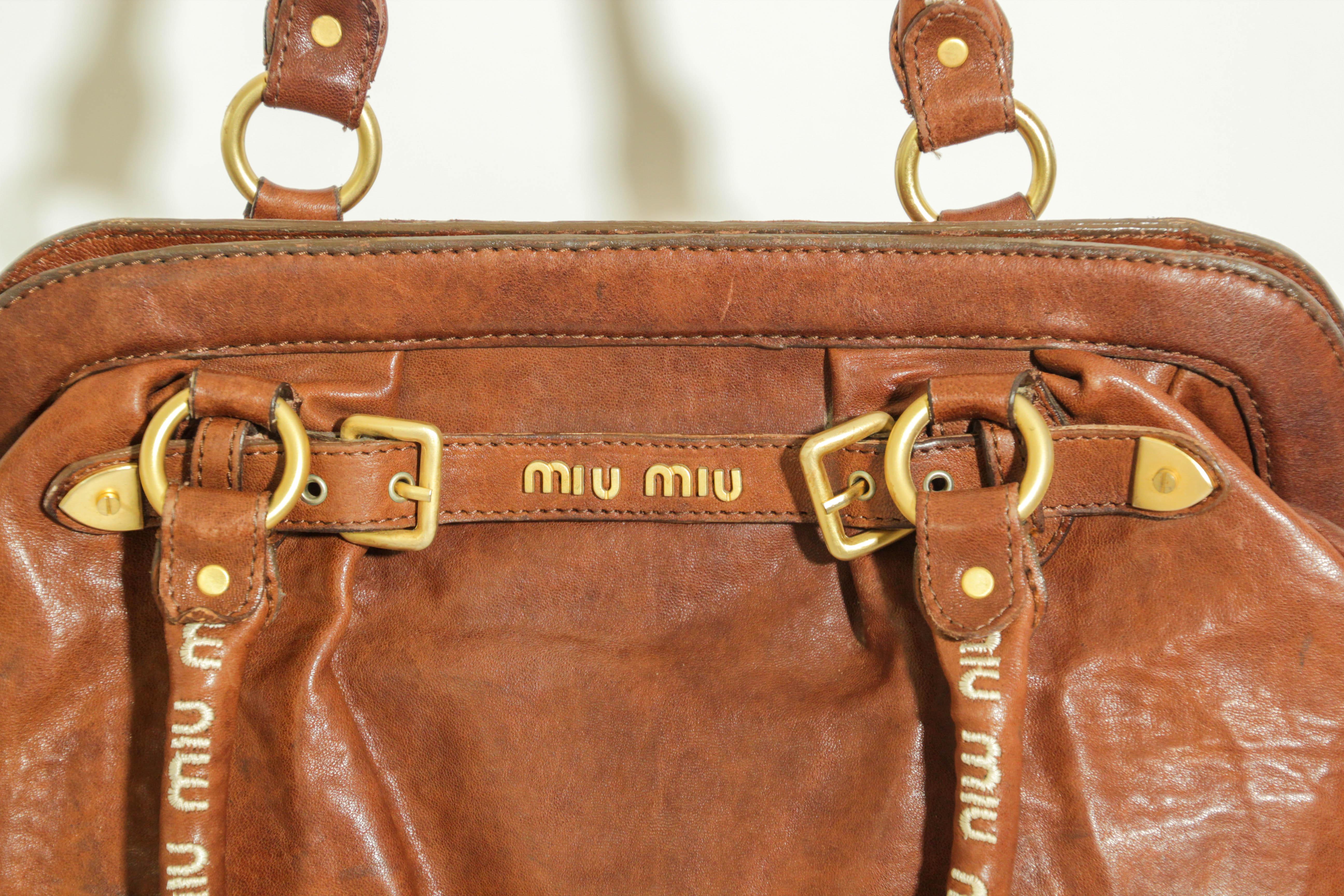 Miu Miu Brown Brown Distressed leather Handbag Satchel 6