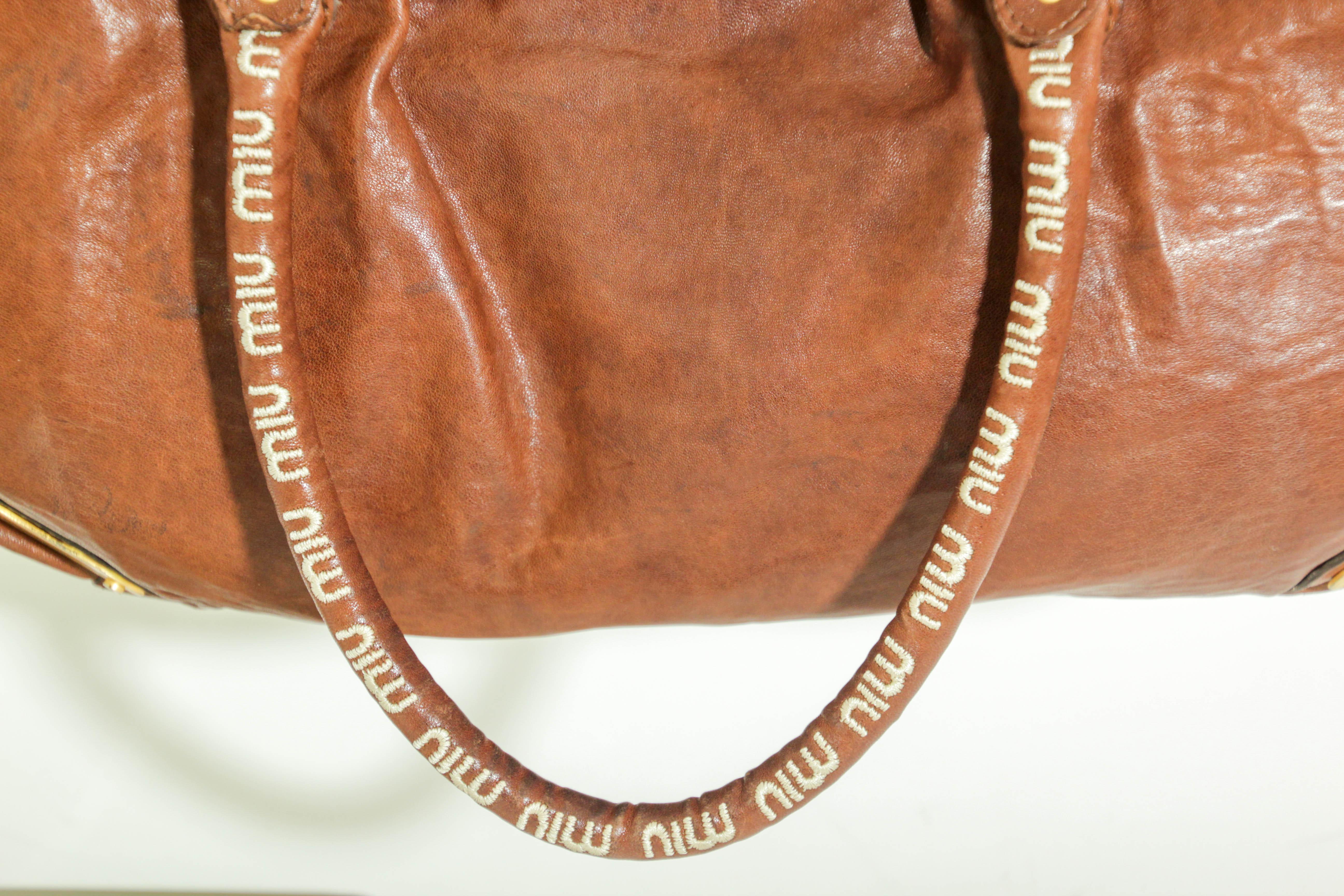 Miu Miu Brown Brown Distressed leather Handbag Satchel 7