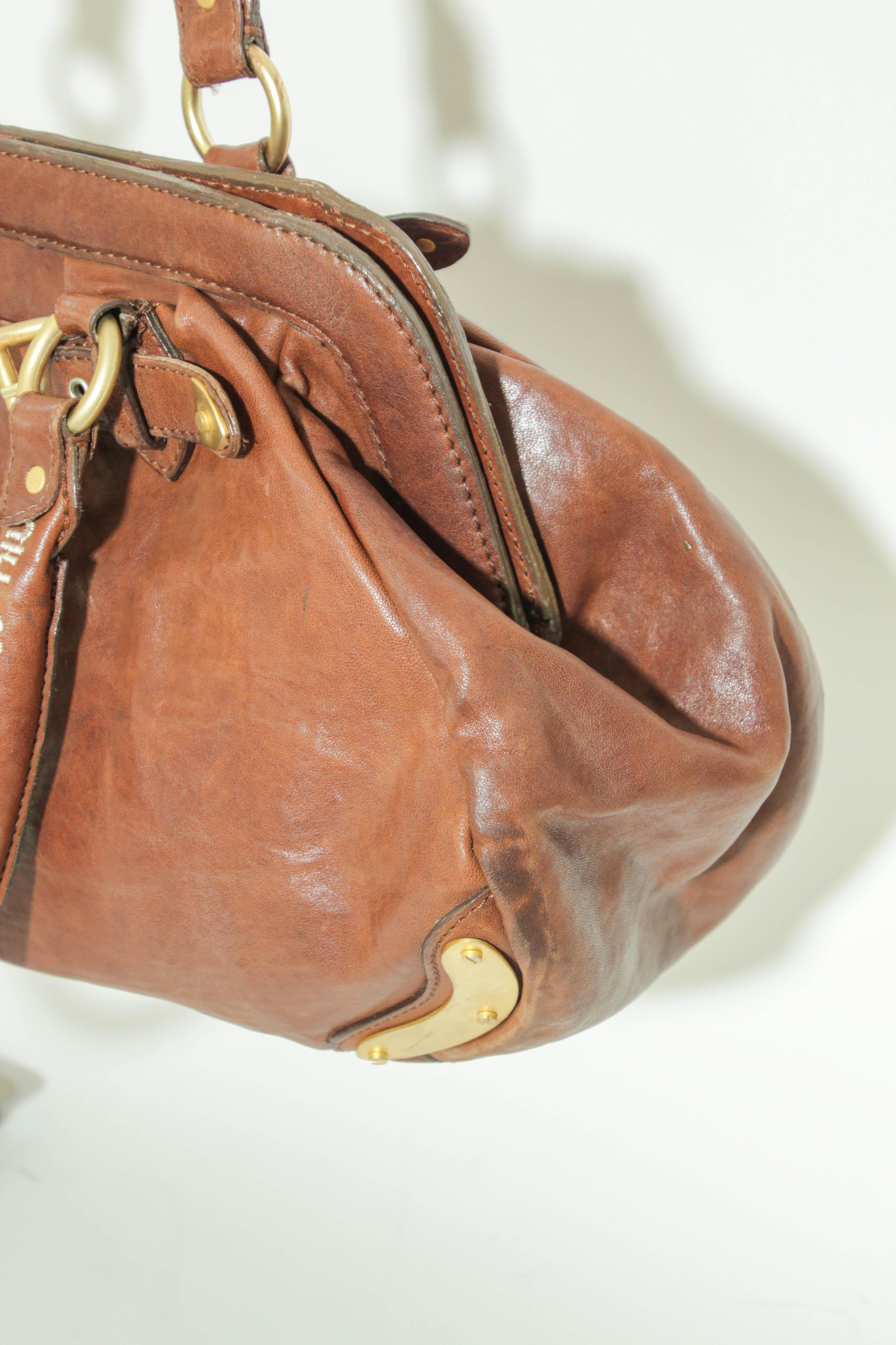 Miu Miu Brown Brown Distressed leather Handbag Satchel 8