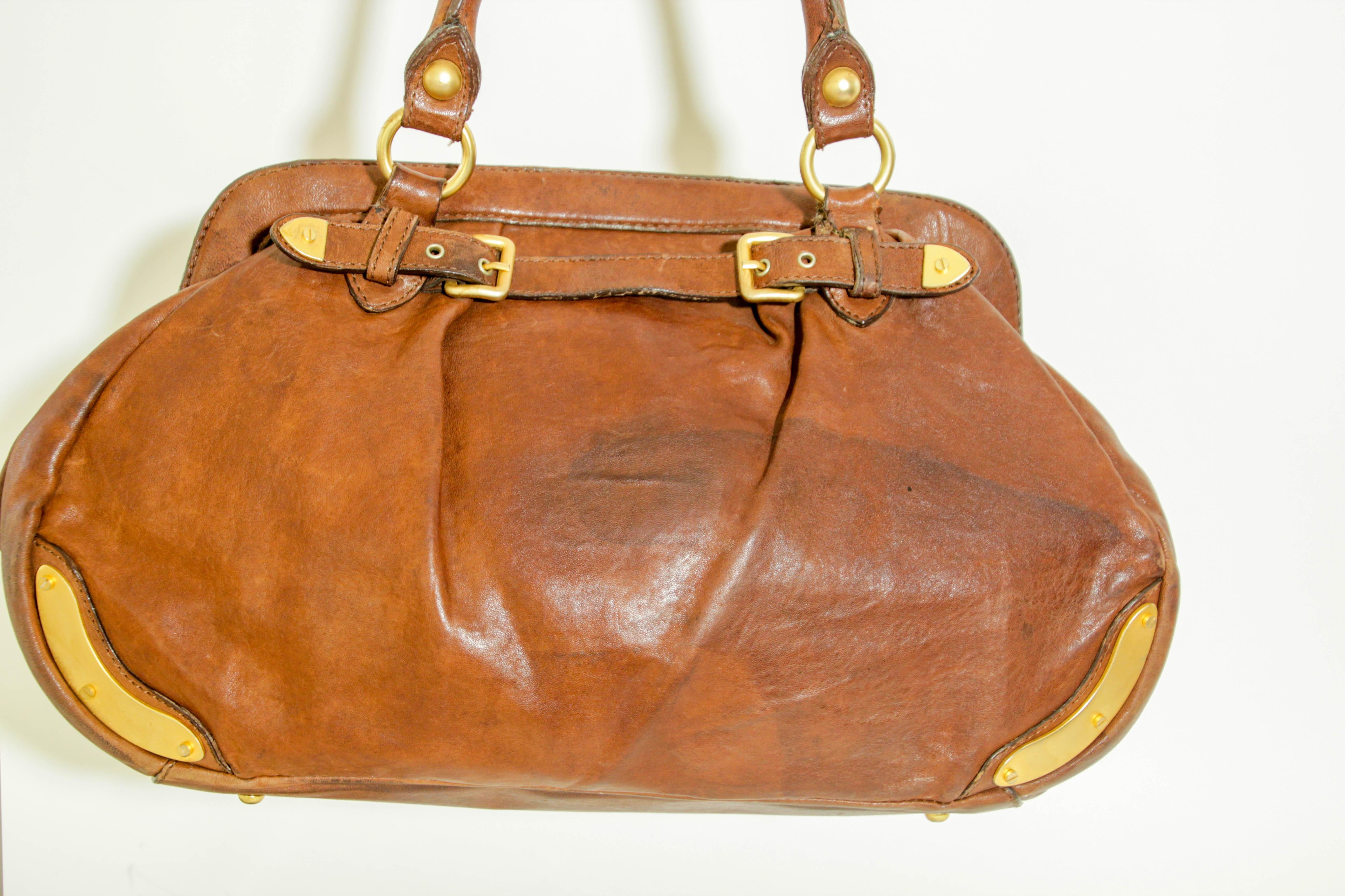 Miu Miu Brown Brown Distressed leather Handbag Satchel 9