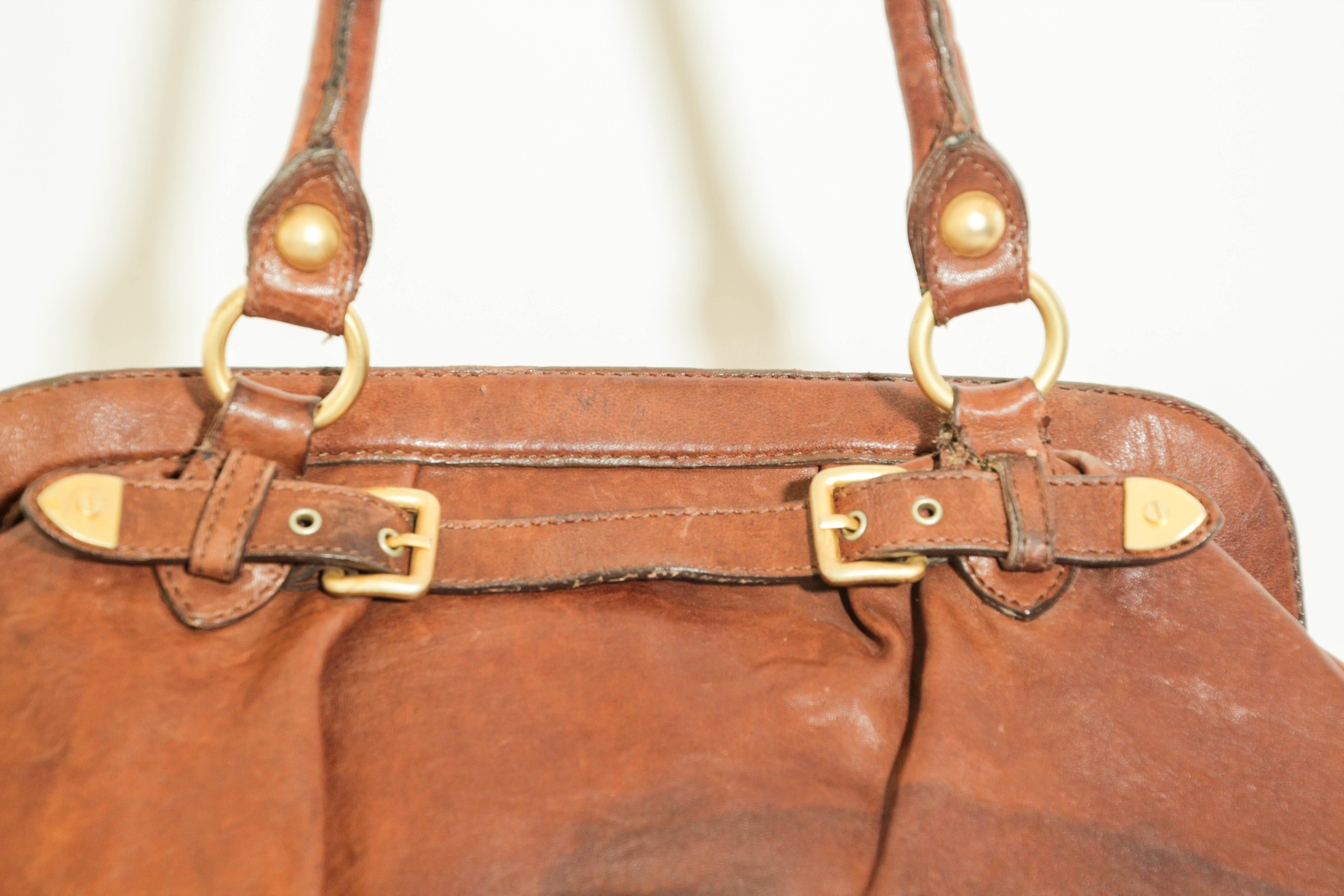 Miu Miu Brown Brown Distressed leather Handbag Satchel 10