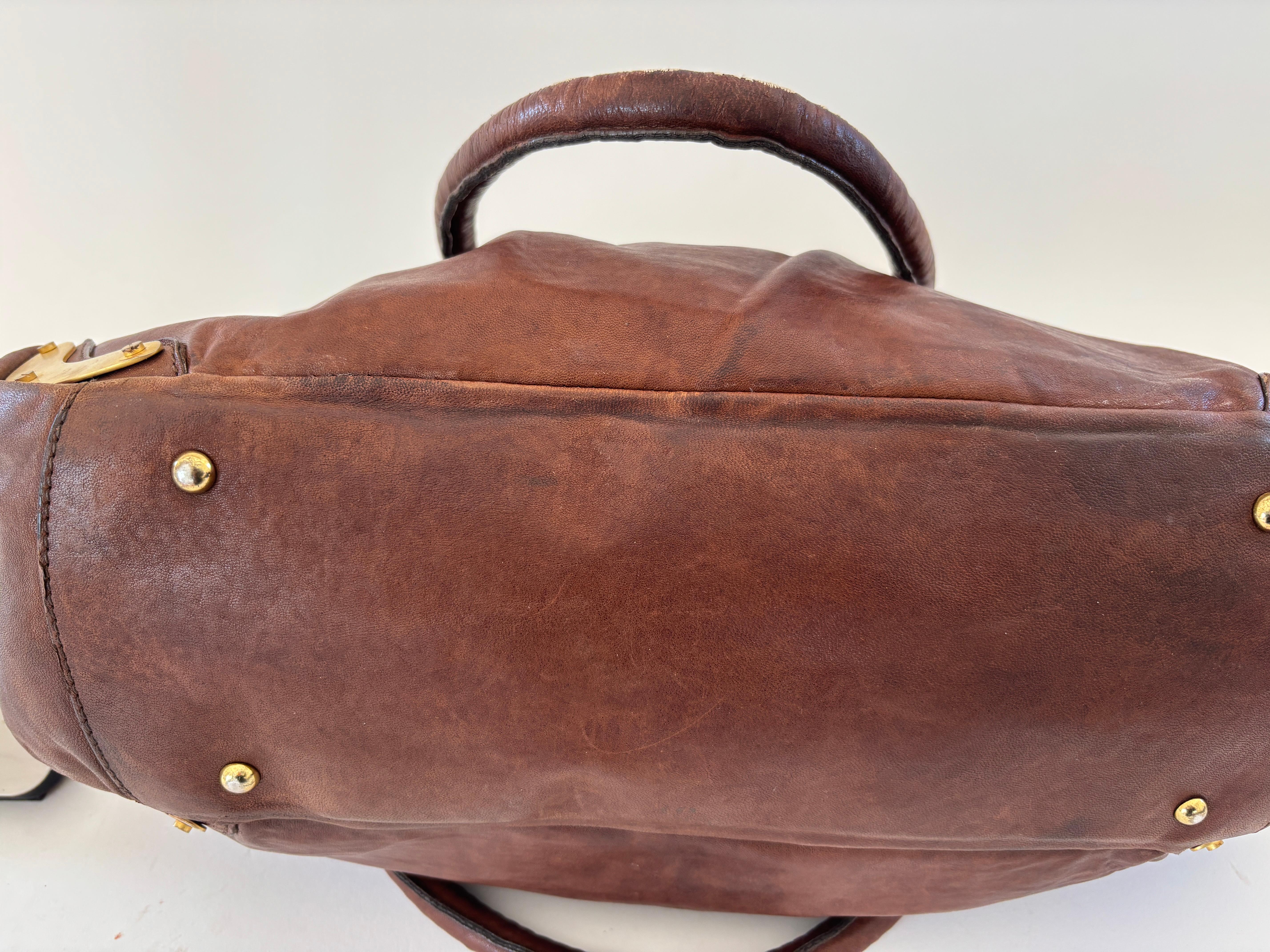 Miu Miu Brown Brown Distressed leather Handbag Satchel 11