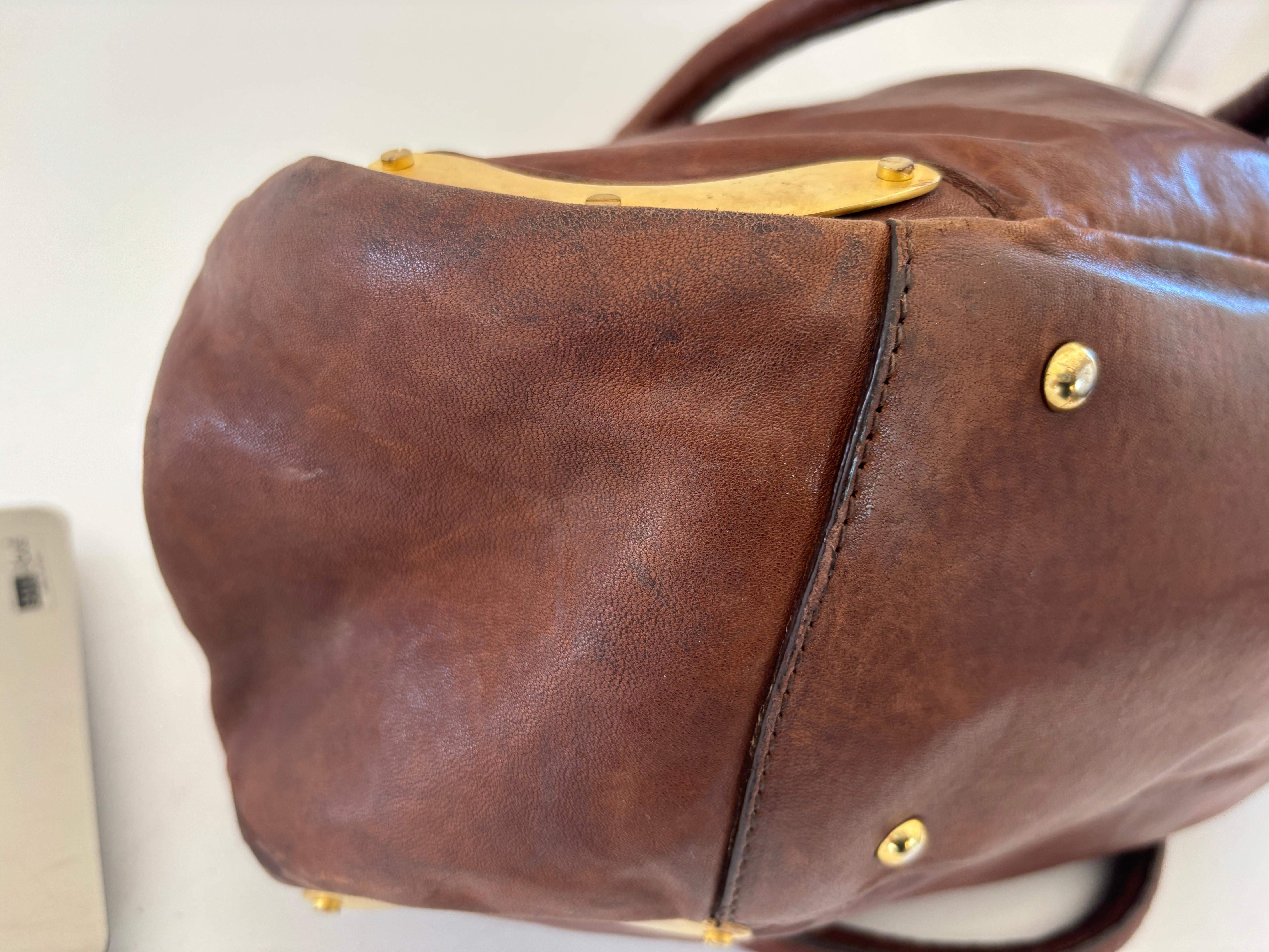 Miu Miu Brown Brown Distressed leather Handbag Satchel 12