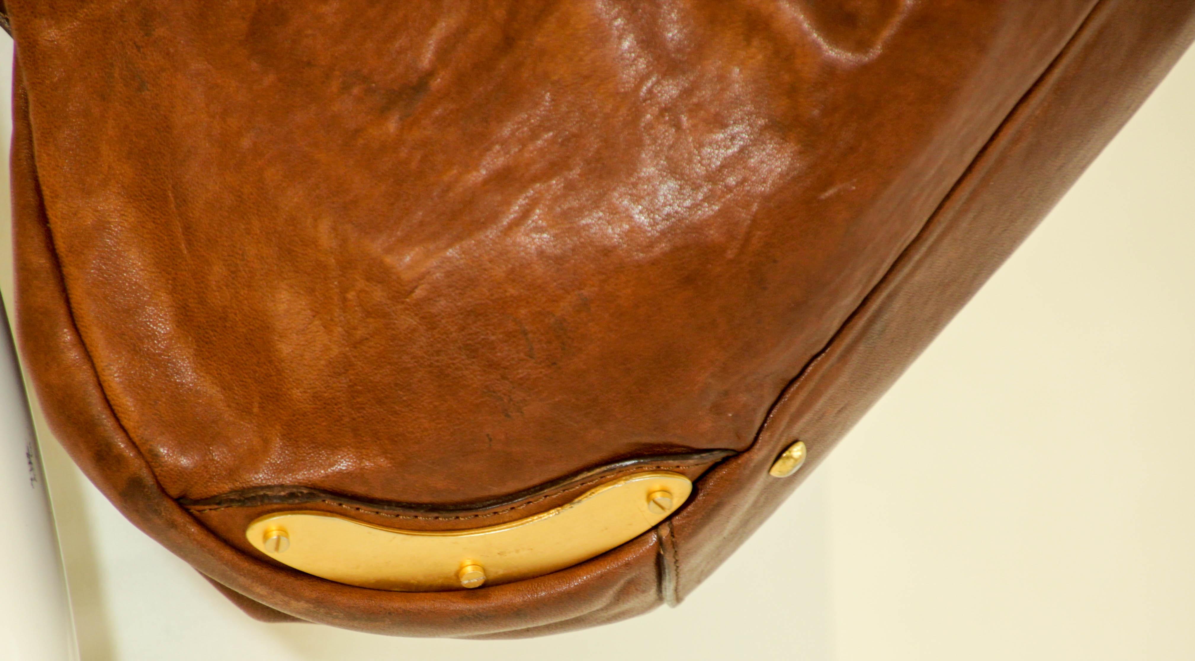 Miu Miu Brown Brown Distressed leather Handbag Satchel 1