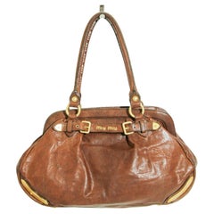 Miu Miu Brown Distressed leather Handbag Satchel