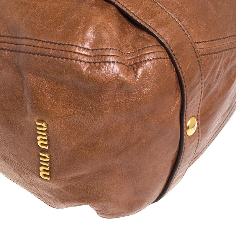 Miu Miu Brown Leather Bow Tote 6
