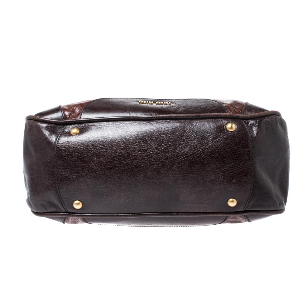 Miu Miu Brown Leather Bowler Bag 2